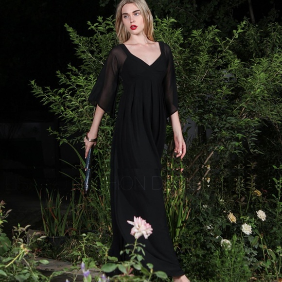 Lisa Yu Dresses & Skirts - Lisa Yu Black Chiffon Maxi Dress
